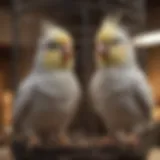 Spacious cage for two cockatiels showcasing optimal layout and design.