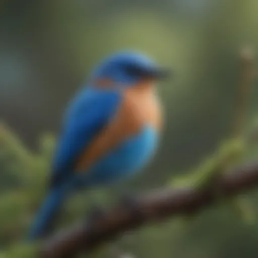 A vibrant bluebird perched on a branch showcasing its distinctive coloration.