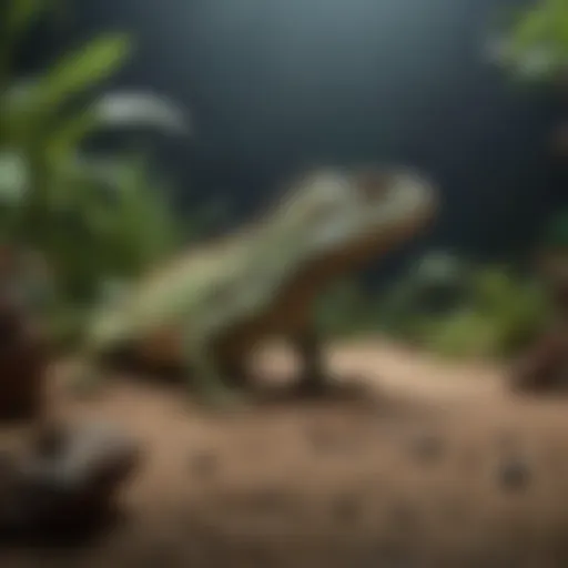 A vibrant iguana in a well-designed aquarium habitat