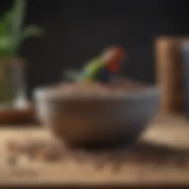 Balanced Pellets for Optimal Nutrition Feeding bowl filled with pellets for Indian Ringnecks