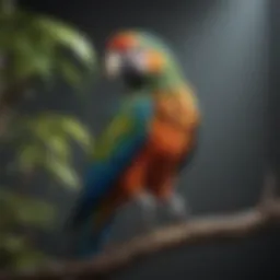 Colorful parrot perched gracefully on a branch.