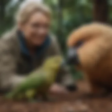 Playful Interaction with the Kakapo Dog Kakapo dog interacting playfully with its owner in a cozy environment