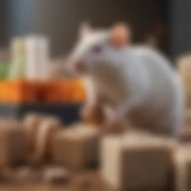 Close-up of different types of lab blocks for rats showcasing their textures and shapes.