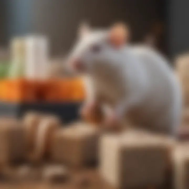 Close-up of different types of lab blocks for rats showcasing their textures and shapes.