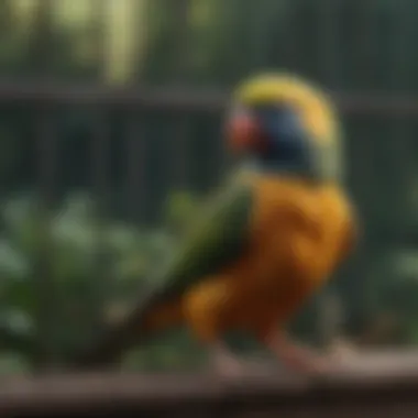 Various bird species in a large cage setting