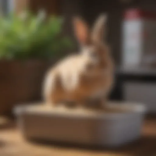 A litter box set up for a bunny, showcasing the essentials for training.