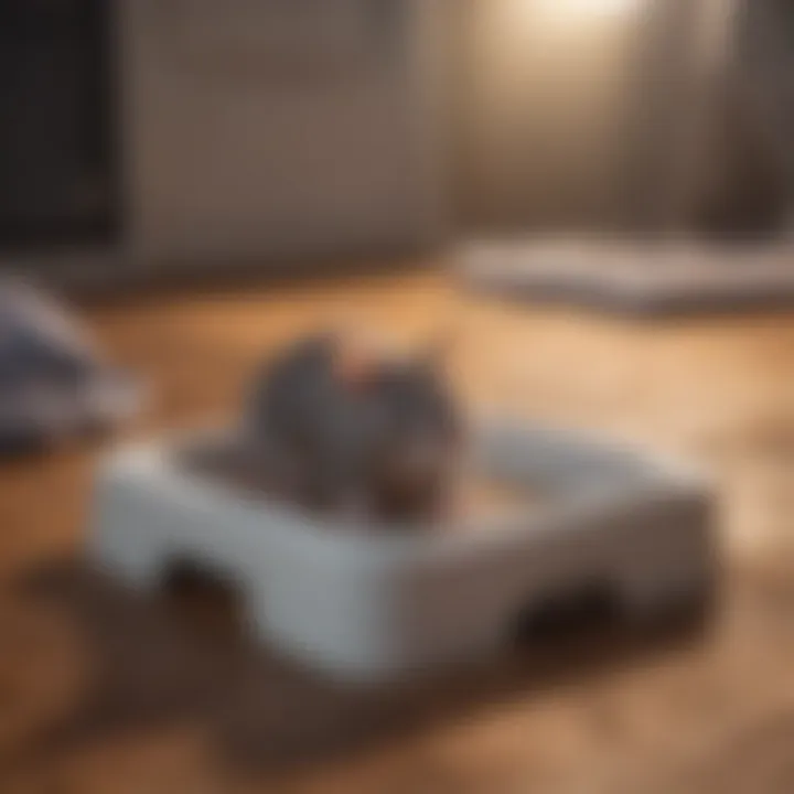 A clean litter tray designed for pet rats with suitable bedding material.