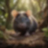A close-up of a rescued rat exploring its new environment