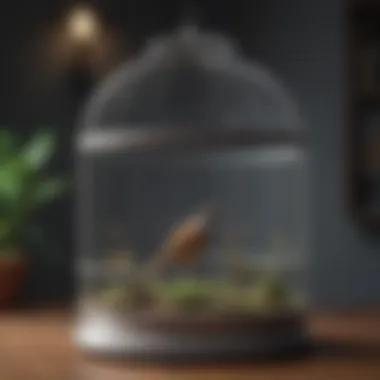 A clean and well-maintained powder coated bird cage in a bright environment.