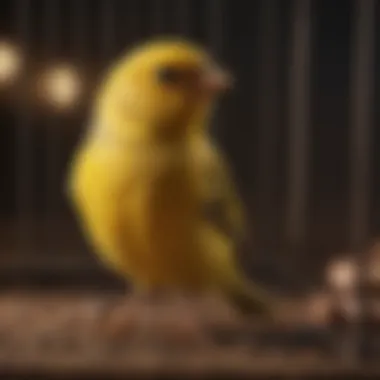 Singing Male Canary An elegant male canary singing in a cage, a symbol of companionship.