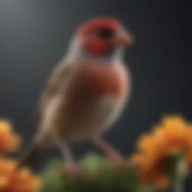 Graceful Male Finch A male finch perched on a flower, representing beauty and grace in nature.