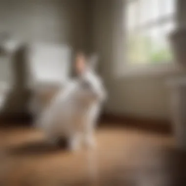 A bunny happily using its designated potty area