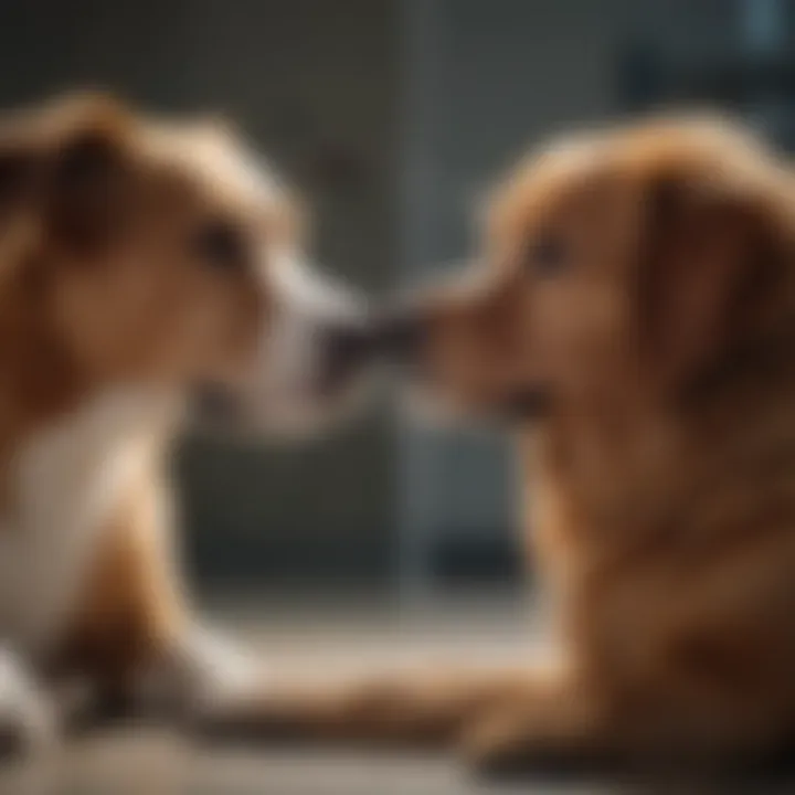 Veterinary staff engaging with a dog