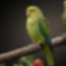 Natural parakeet perch showcasing different textures and materials