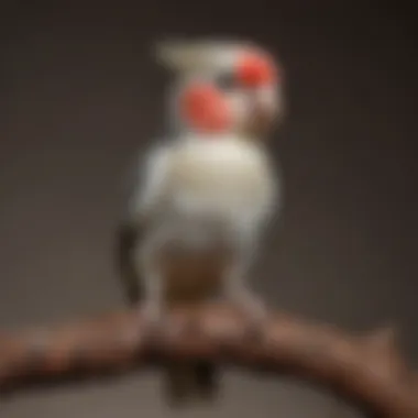 Natural Wood Perch for Cockatiels Close-up of a cockatiel perched on a natural wood perch.