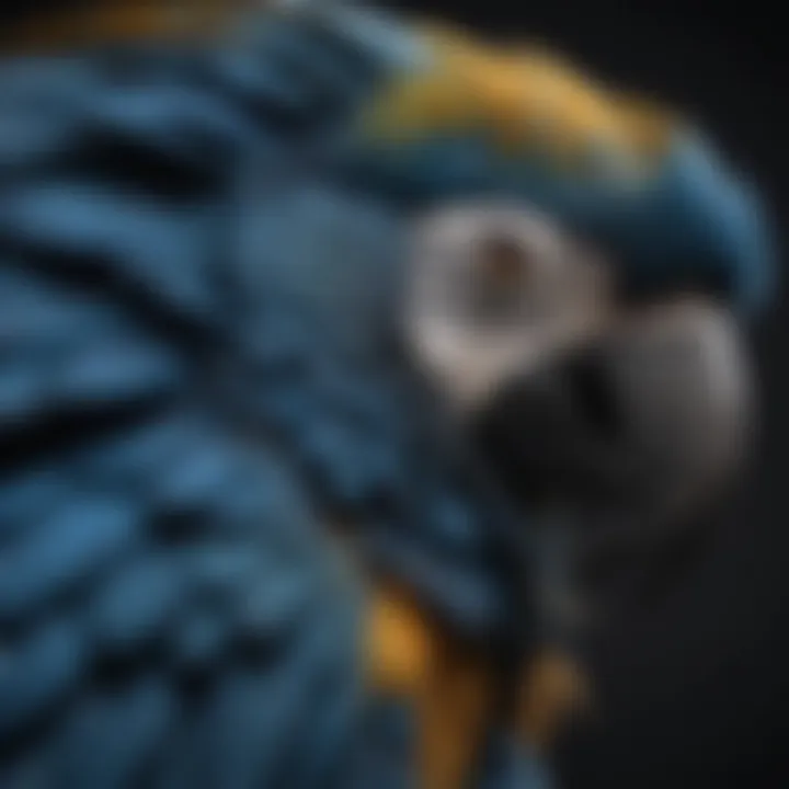 Close-up of a blue macaw showcasing its stunning feathers