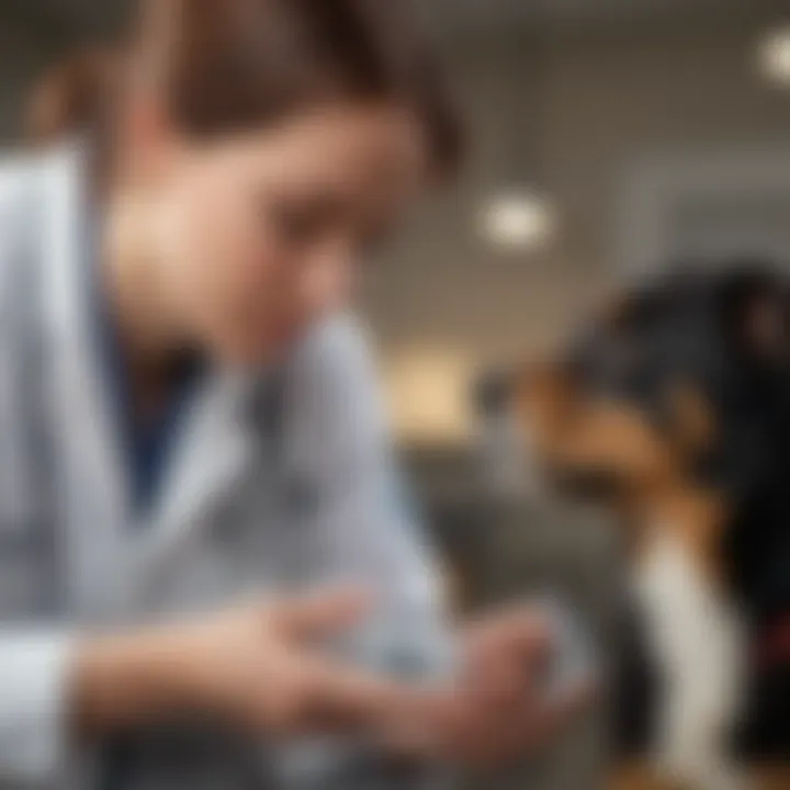 A pet owner discussing treatment options with a veterinarian
