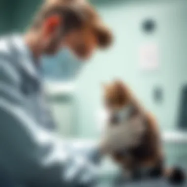 Veterinary Care in Action Veterinarian interacting with a cat during a check-up