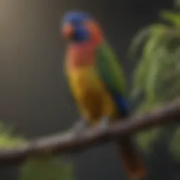 A vibrant Pionus parrot perched on a branch, showcasing its unique plumage.
