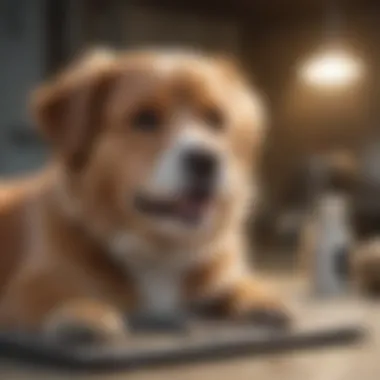 A happy pet being examined by a veterinarian