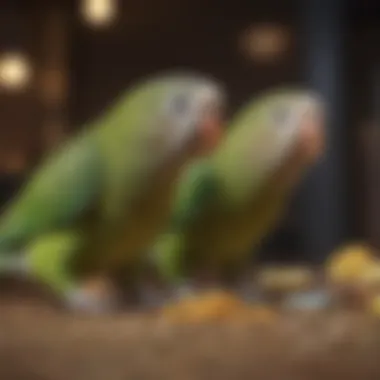 Feeding Habits for Optimal Parakeet Wellbeing A parakeet enjoying a healthy treat, demonstrating proper feeding habits