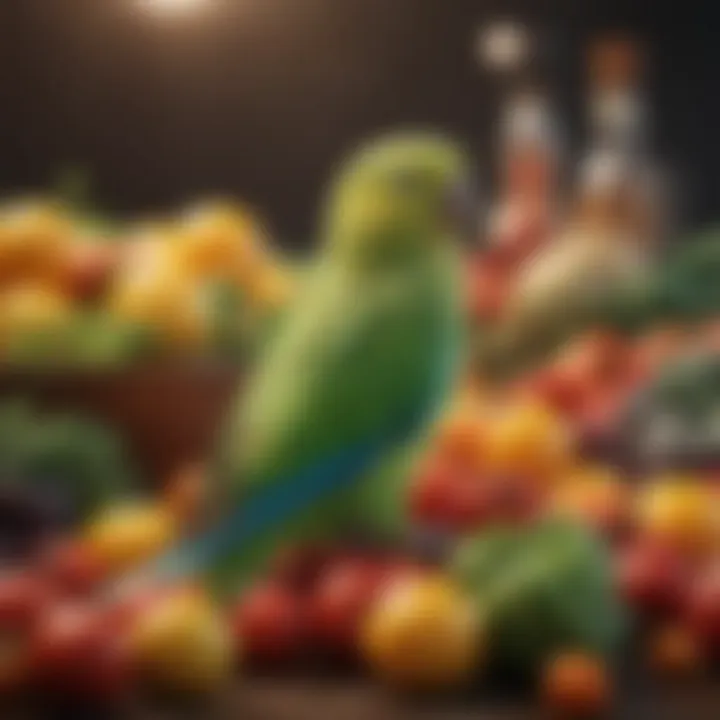 A vibrant assortment of fresh fruits and vegetables suitable for parakeets