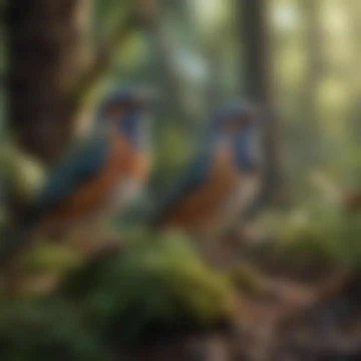 Close-up of a bird interacting with its environment, highlighting its natural behavior.