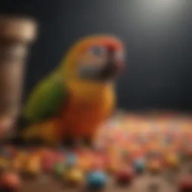 Colorful array of conure pellets