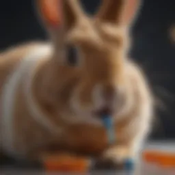 Close-up of a rabbit receiving oral medication