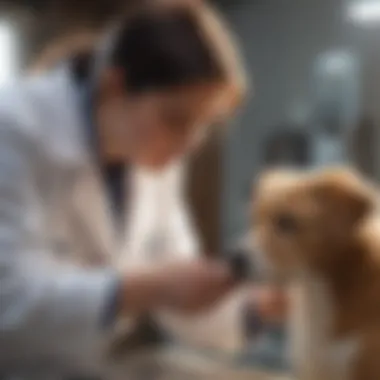 Veterinarian examining a dog