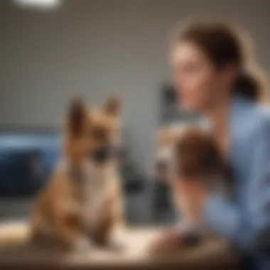 A pet owner discussing treatment options with a veterinarian, showcasing the collaborative approach to managing mammary tumors.