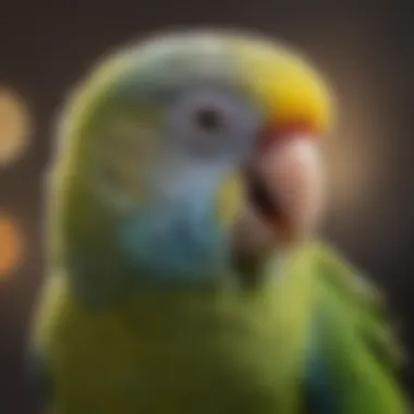 An elegant parakeet with an open beak, showcasing its playful nature