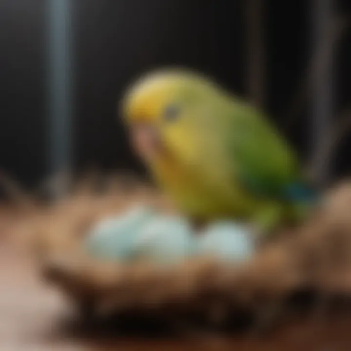 A healthy hatchling emerging from a parakeet egg, symbolizing successful incubation.