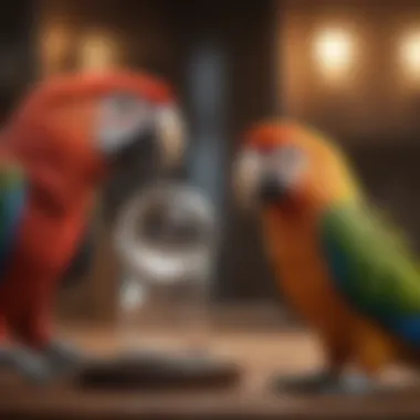 Engagement with Acrylic Toys Parrot interacting with an acrylic toy