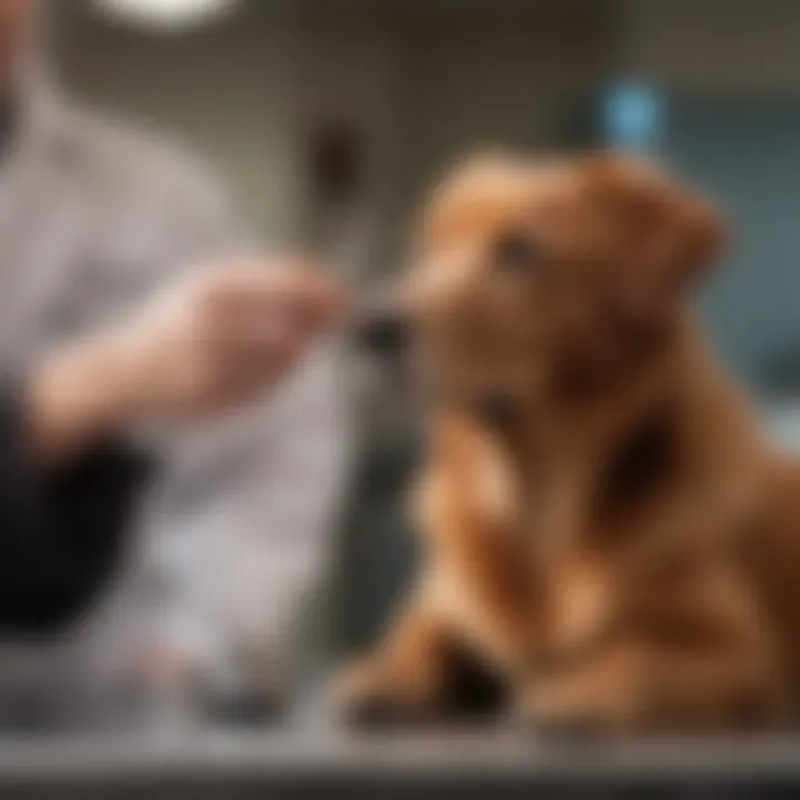 A veterinarian conducting a health check on a dog