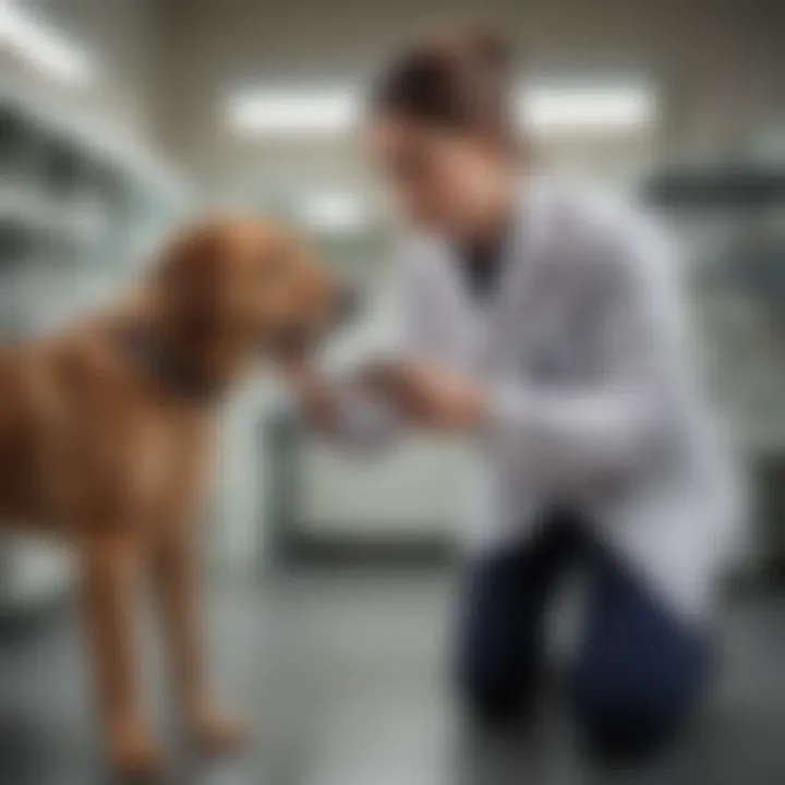 Veterinarian examining a dog in a modern clinic