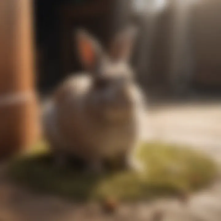 A rabbit displaying behavioral cues indicating training progress