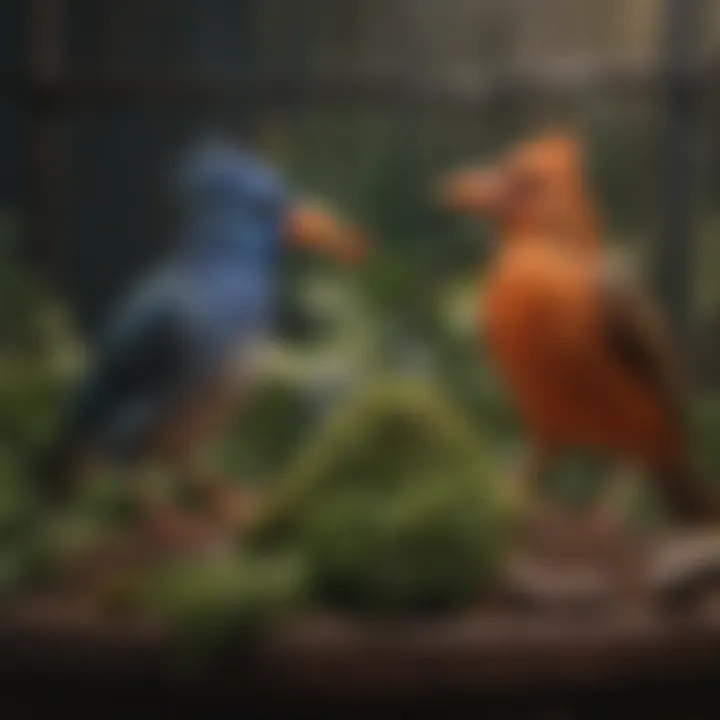 Birds happily interacting in a well-optimized habitat within the Pet Republic Bird Cage