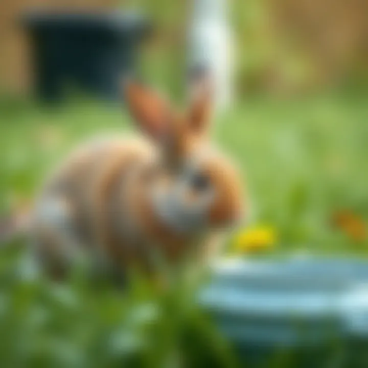 Bunny exploring its designated potty area