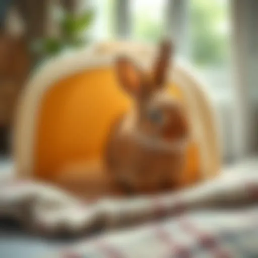 A cozy bunny litter box setup