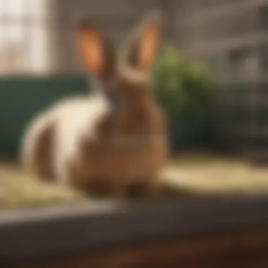 A rabbit demonstrating natural litter box behavior