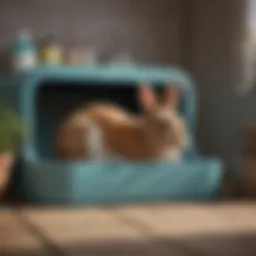 A cozy and clean rabbit litter box setup
