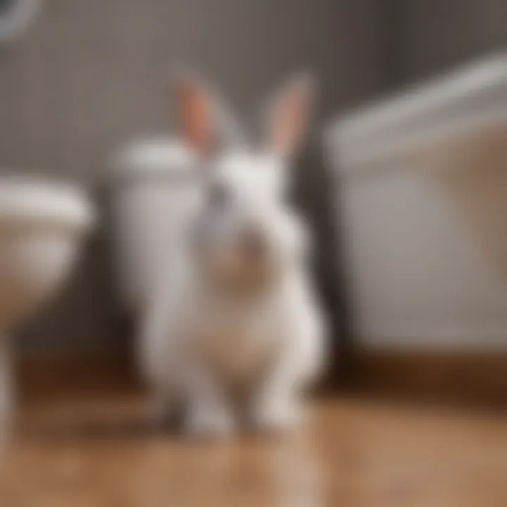 A happy bunny using its designated potty area