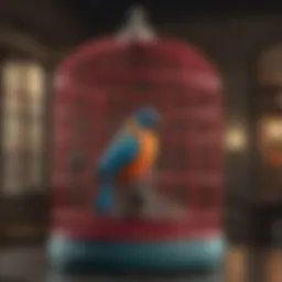 A beautifully designed powder coated bird cage showcasing vibrant colors.