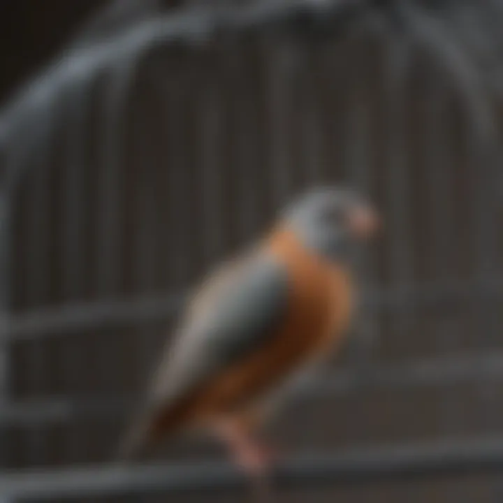 Close-up view of powder coating on a bird cage, highlighting the smooth finish.