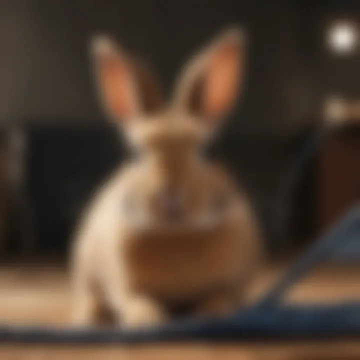 Close-up of a rabbit chewing on a cable