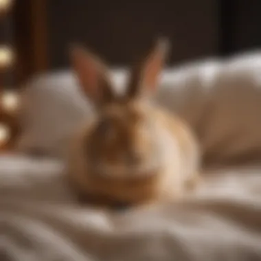 Rabbit Comfort and Quality of Bedding A rabbit happily resting on a comfortable bedding material.