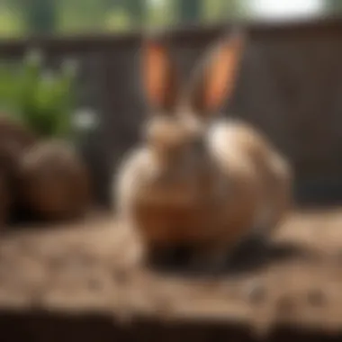 A clean rabbit enclosure with proper litter maintenance.