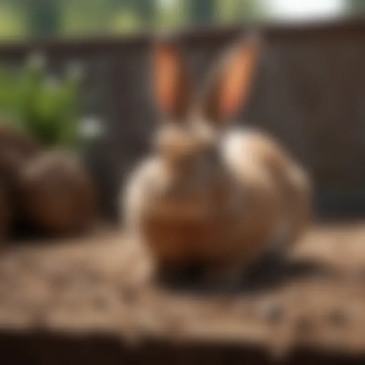A clean rabbit enclosure with proper litter maintenance.