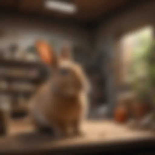 A clean and organized rabbit habitat